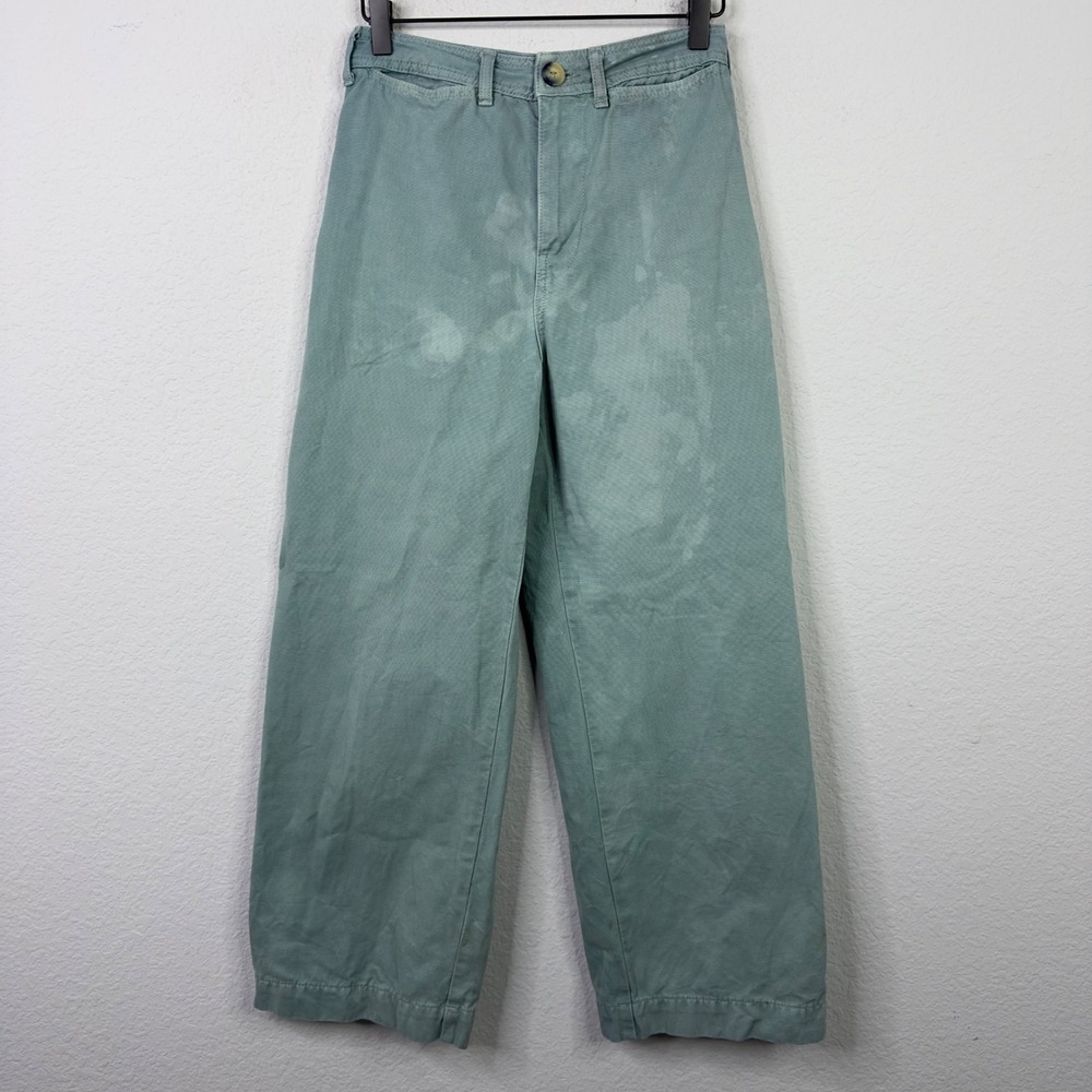 We The Free Pants‎ Women 26 Green Wide Leg Barrel Crop Boho Grunge Minimalist